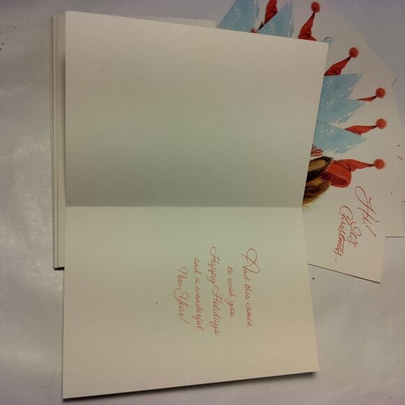 Gibson Greeting Cards Hi It's Christmas Sledding Dog Kitschy Vintage 7 Count - Picture 4 of 6